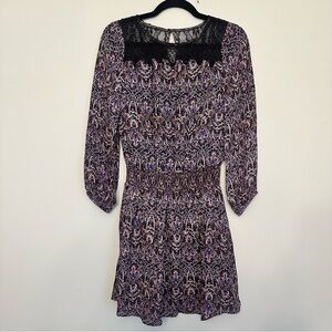 Joie Multicolor Paisley Print Drop Waist 100% Silk Dress Lace Neckline Sz XS